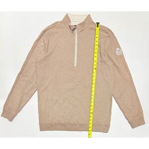 Straight Down Mens Pullover Sweater 1/4 Zip Tan‎ Cotton Casual Size M